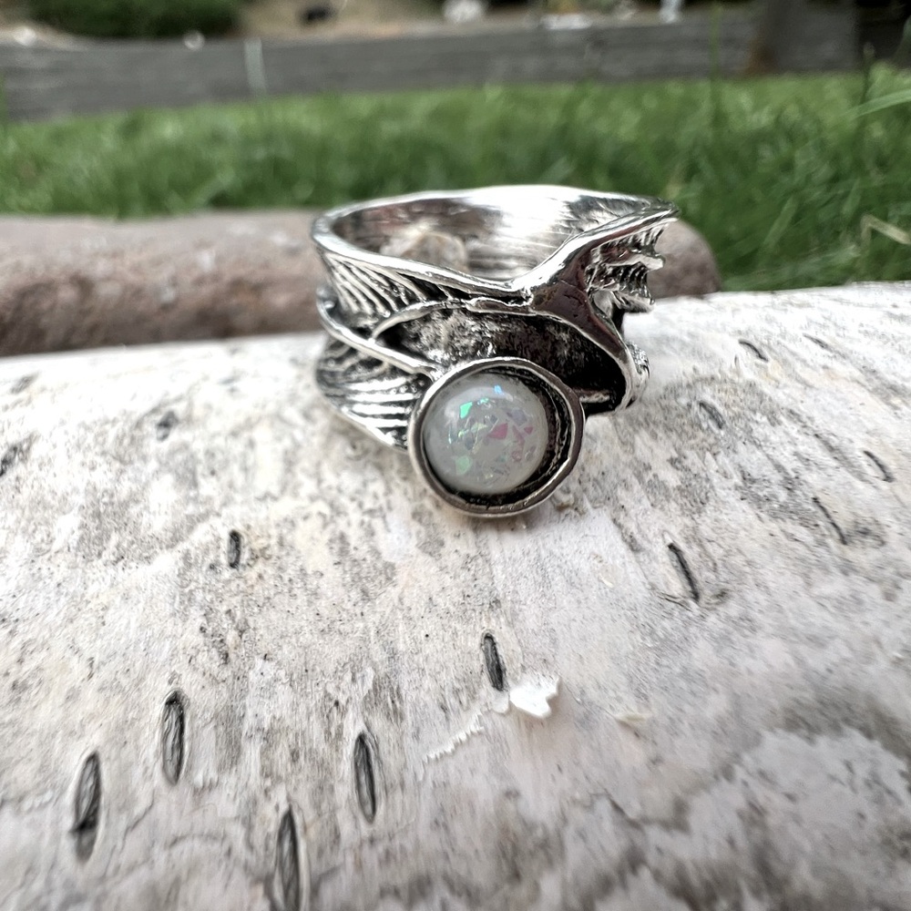 💍 Vintage opalite Silver Ring 🪶